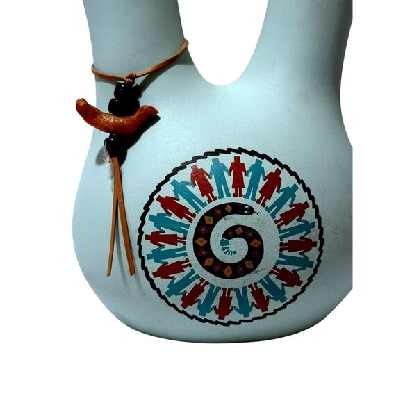 Wedding Vase Hand Painted Pottery Signed Southwestern Tribal Design Fetish - Picture 2 of 9
